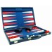 Backgammon-koffer blauw vinyl 46x30 cm.