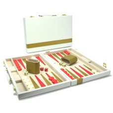 Backgammon 38 cm Wit m.gouden bies