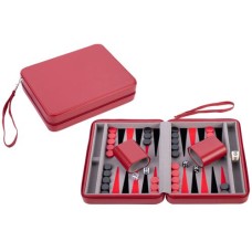 Backgammon met rits 9 inch Rood