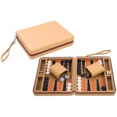 Backgammon met rits 9 inch Beige