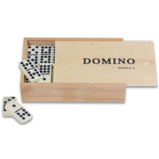 Domino dubbel 9 met pen/wit.stenen kist