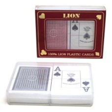 Poker Speelkrt.Set Gr.Index100% plast.Lion